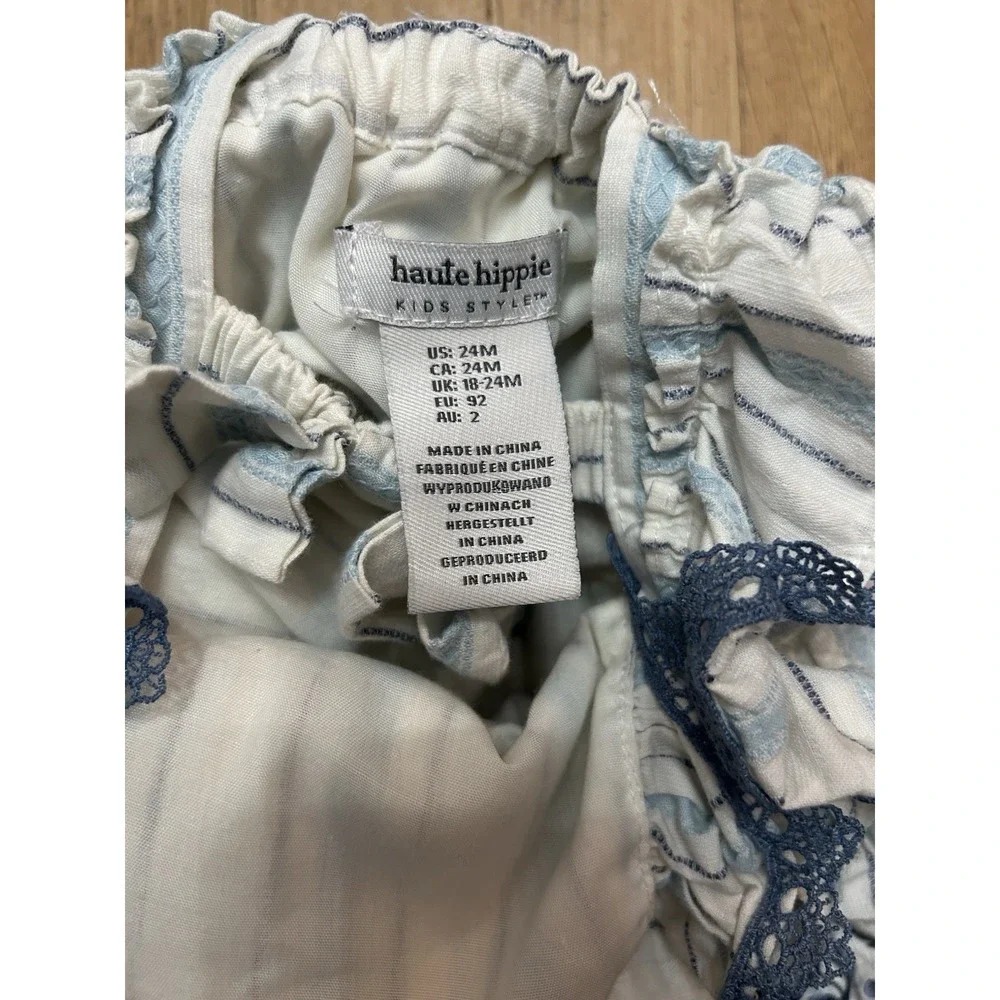 Haute Hippie Striped Floral Dress Infant Toddler 24 Month Spring Summer Blue